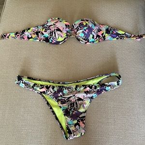 Bright colorful strapless bikini